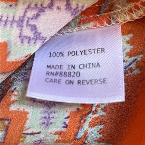 Boho style Paisley Tunic - Orange and Multicolor Size M - Picture 4 of 9